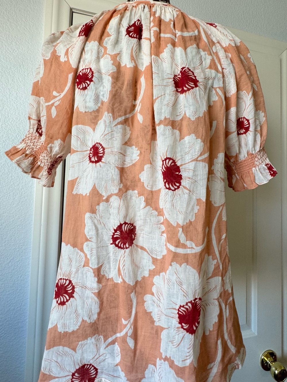 Madewell Peach and White Floral Button-Front Blouse - Picture 9 of 9